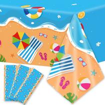 Toalha de mesa gisgfim, 3 peças, 268 x 137 cm, festa de praia de plástico Toalha de mesa gisgfim, 3 peças, 268 x 137 cm, festa de praia de plástico