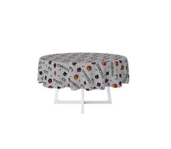 Toalha De Mesa Halloween Monstrinhos 4 Lugares Redonda
