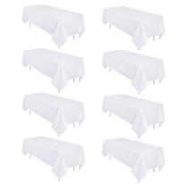 Toalha de mesa Heneger branca 152x259cm de poliéster para mesa de 6 pés Toalha de mesa Heneger branca 152x259cm de poliéster para mesa de 6 pés
