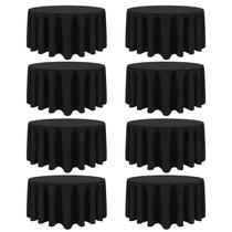 Toalha de mesa Heneger preta redonda de poliéster de 90 polegadas (pacote com 8) Toalha de mesa Heneger preta redonda de poliéster de 90 polegadas (pacote com 8)