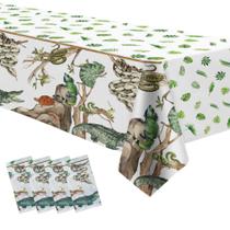 Toalha de mesa HIPVVILD Reptile Birthday Party 274x137cm - pacote com 4 Toalha de mesa HIPVVILD Reptile Birthday Party 274x137cm - pacote com 4