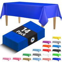 Toalha de mesa HSGUS Premium Blue Plastic 137 x 274 cm - pacote com 14