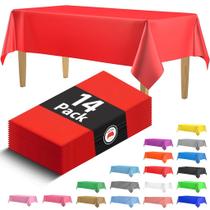 Toalha de mesa HSGUS Premium de plástico vermelho 137 x 274 cm - pacote com 14