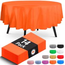 Toalha de mesa HSGUS Premium Redonda de Plástico Laranja 213x213cm
