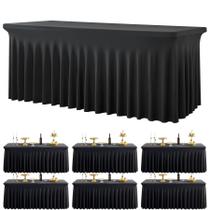 Toalha de Mesa Htper Kit com 6 Peças em Spandex Preto Retangular 183 cm Toalha de Mesa Htper Kit com 6 Peças em Spandex Preto Retangular 183 cm