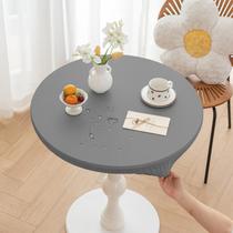 Toalha de mesa Huierxun redonda ajustada em PU de 110 cm de diâmetro à prova d'água cinza claro Toalha de mesa Huierxun redonda ajustada em PU de 110 cm de diâmetro à prova d'água cinza claro