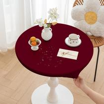 Toalha de mesa Huierxun redonda ajustada em PU de 110 cm de diâmetro, impermeável, vermelha