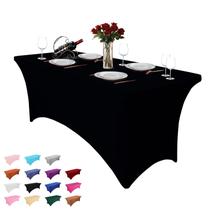 Toalha de mesa Hussome Stretch Fitted 8 pés, champanhe, pacote com 2