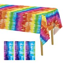 Toalha de mesa Iceyyyy Tie Die Theme Rainbow 54x108cm 3 unidades