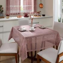 Toalha de Mesa Interlar Renda 100% Poliéster Quadrada Color 150m x 150m 4 Lugares Rose