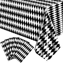 Toalha de mesa Irenare Alice preta branca quadriculada 137x274 cm 6 unidades