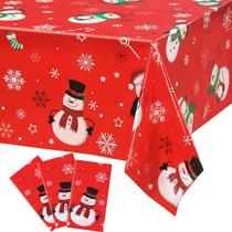 Toalha de mesa Irenare Snowman Christmas Plastic 220x137cm 3 unidades