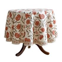 Toalha de mesa ISAENNE Designer de linho francês laranja floral 140 cm