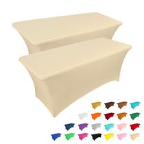 Toalha de mesa IVAPUPU, pacote com 2, 6 pés, retangular, ajustada para eventos Toalha de mesa IVAPUPU, pacote com 2, 6 pés, retangular, ajustada para eventos