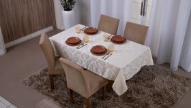 Toalha de Mesa Jacquard 4 Lugares Palha 1,35x1,50