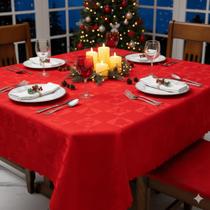 Toalha de Mesa Jacquard Natalino 2,50mx1,40m 8 lugares Luxo Decorativo Festivo