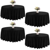 Toalha de mesa JALANCY redonda de 229 cm, poliéster preto, pacote com 4 Toalha de mesa JALANCY redonda de 229 cm, poliéster preto, pacote com 4