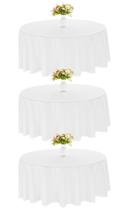 Toalha de mesa JALANCY redonda de poliéster 229 cm branca, pacote com 3 Toalha de mesa JALANCY redonda de poliéster 229 cm branca, pacote com 3