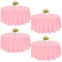 Toalha de mesa JALANCY, redonda, poliéster, 229 cm, lavável, rosa, pacote com 4 Toalha de mesa JALANCY, redonda, poliéster, 229 cm, lavável, rosa, pacote com 4