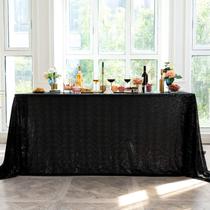Toalha de mesa JYFLZQ Sequin Black 228x335cm para decoração de festa Toalha de mesa JYFLZQ Sequin Black 228x335cm para decoração de festa