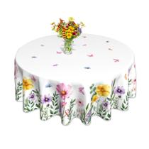 Toalha de mesa JYKCUL Spring Floral Redonda 152cm Poliéster