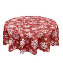 Toalha de mesa Kawani Winter Snowflakes redonda 152 cm de poliéster vermelho