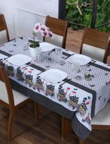 toalha de mesa kit com 3 retangulares de 6 lugares estampas diversas decoração