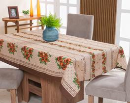 Toalha de Mesa Linhão 2,50m x 1,40m 08 Lugares Estampada - FLORES LARANJA