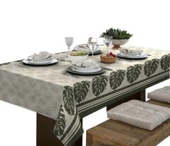 Toalha De Mesa Linhão 6 Lugares Retangular Folhas Verde