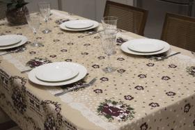 Toalha de Mesa Linhão Rústico 8 Lugares 2,50m x 1,45m - Bouquet Vinho/Vermelho Toalha de Mesa Linhão Rústico 8 Lugares 2,50m x 1,45m - Bouquet Vinho/Vermelho