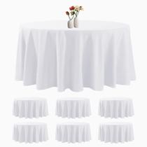 Toalha de mesa luccido redonda de 305 cm branca resistente a manchas (pacote com 6)