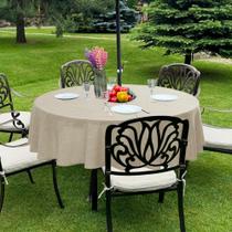 Toalha de mesa LUSHVIDA Outdoor com furo de guarda-chuva redondo de 152cm