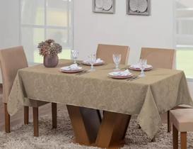 Toalha De Mesa Luxo 6 Lugares Jacquard Original Tecido Grosso
