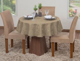 Toalha De Mesa Luxo Redonda Sala Jantar Jacquard 4 Lugares