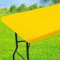 Toalha de mesa Moosfor Spandex 8 pés retangular amarela impermeável