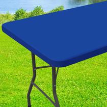 Toalha de mesa Moosfor Spandex 8 pés retangular azul impermeável