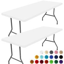 Toalha de mesa Moosfor Spandex, pacote com 2 unidades para mesa retangular de 6 pés, branca