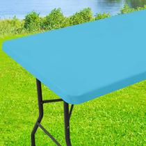 Toalha de mesa Moosfor Spandex, retangular de 8 pés, azul, névoa