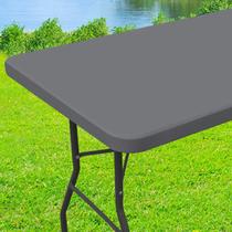 Toalha de mesa Moosfor Spandex, retangular, elástico, cinza de 8 pés