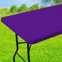 Toalha de mesa Moosfor Spandex, retângulo de 8 pés, roxa, impermeável