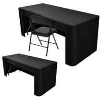 Toalha de mesa Nasitos preta para feira de negócios de 8 pés (mesa aberta nas costas) Toalha de mesa Nasitos preta para feira de negócios de 8 pés (mesa aberta nas costas)