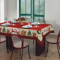 Toalha de Mesa Natal 155x250cm 8 Lugares Papai Noel Algodão Lepper Toalha de Mesa Natal 155x250cm 8 Lugares Papai Noel Algodão Lepper