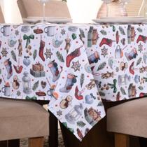 Toalha de Mesa Natal 4 Lugares 145x140cm para Mesa Posta Natalina Toalha de Mesa Natal 4 Lugares 145x140cm para Mesa Posta Natalina