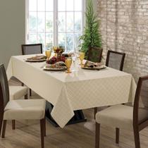 Toalha de Mesa Natal 4 Lugares 150x150cm Algodão Bege Limpa Fácil Lepper