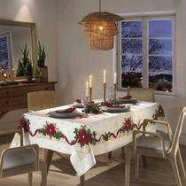 Toalha de Mesa Natal 6 Lugares Athenas Flores de Natal Dohler Toalha de Mesa Natal 6 Lugares Athenas Flores de Natal Dohler