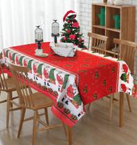 Toalha de Mesa Natal 6 Lugares Retagular 2,10 x 1,45m Linhão Estampa Natalina Enfeites Decoração