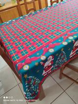 Toalha de mesa Natal 6 lugares retangular no tecido Oxford Papai Noel -Casa Freire
