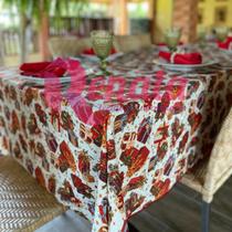 Toalha de Mesa Natal Natalina 8 Lugares Gliter Víes Dourado