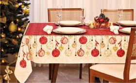 Toalha de Mesa Natal Quadrada 4 Lugares 1,40m x 1,40m Super Prática - Lepper