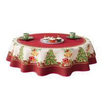 Toalha de Mesa Natal Redonda Flores de Natal Super Prática 4 Lugares Lepper